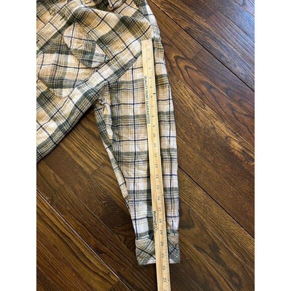 Zone Flannel Shirt Plaid Size XL Vintage Thick Heavy Weight Black Brown Beige - Picture 4 of 9